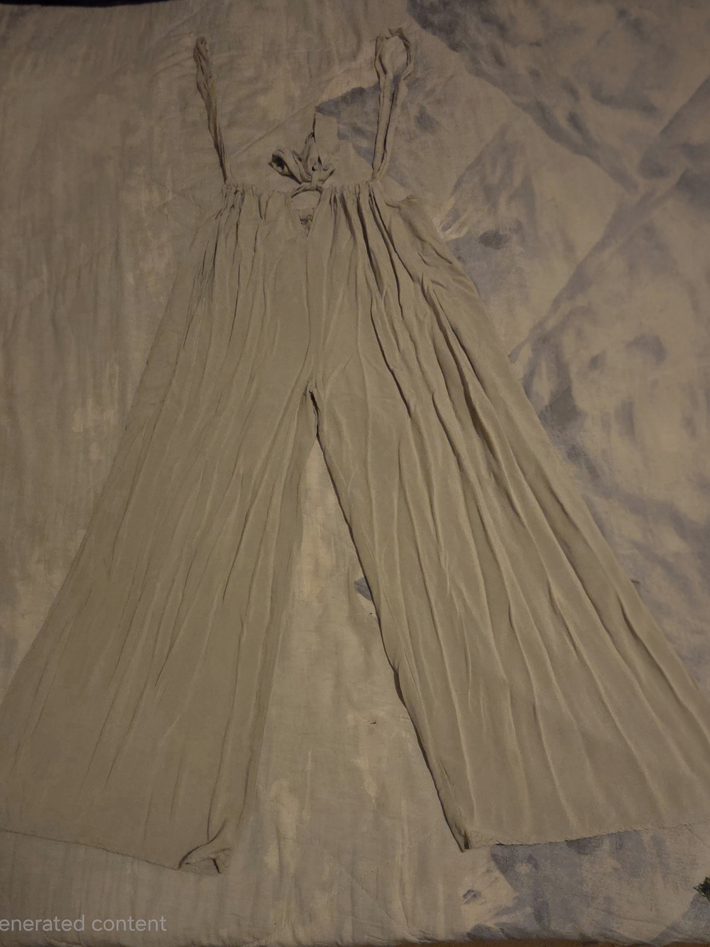 Zenana Outfitters Light Grey Wide-Leg Jumpsuit with Tie Straps